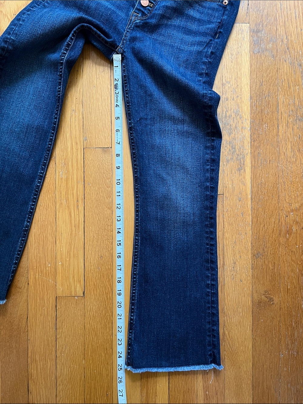 J.Crew Denim Billie Demi Boot Crop Dark Wash Raw Hem Button Fly Classic Jeans - Picture 8 of 14
